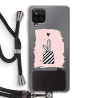 Zwart-wit cactus: Samsung Galaxy A12 Transparant Hoesje met koord