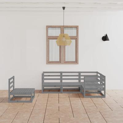 5-delige Loungeset massief grenenhout grijs