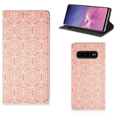 Samsung Galaxy S10 | Hoesje met Magneet | Pattern Orange