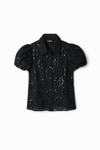 Blouse met broderie anglaise - BLACK - S