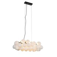 QAZQA Hanglamp zwart met opaal glas 8-lichts langwerpig - Uvas - thumbnail