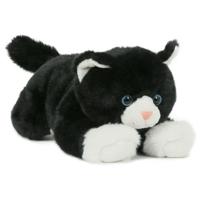 Semo Knuffel kat poes - zwart/ wit - pluche knuffel dieren - 25 cm - thumbnail