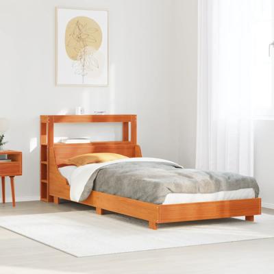 Bedframe zonder matras massief grenenhout wasbruin 75x190 cm