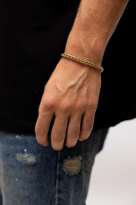 Qream Wheat Armband Heren Goud - Maat 19cm - Kleur: Goud | Soccerfanshop