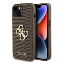 iPhone 15 Guess Geperforeerd 4G Glitter Logo Cover - Taupe