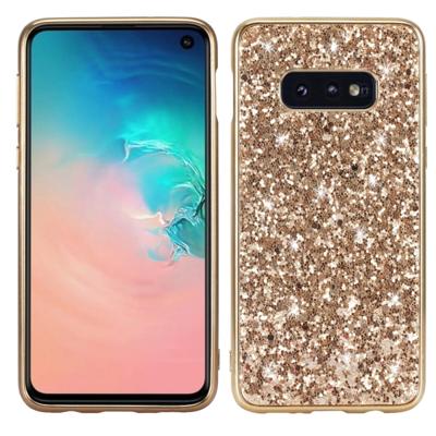 Glitter poeder schokbestendige TPU beschermhoes voor Galaxy S10 (goud)