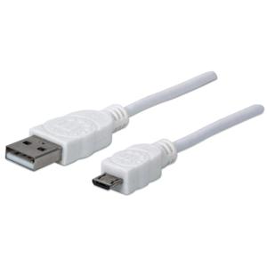 Manhattan USB-kabel USB 2.0 USB-A stekker, USB-micro-B stekker 1.00 m Wit UL gecertificeerd 323987