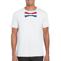 Wit t-shirt met Nederland vlag strikje heren