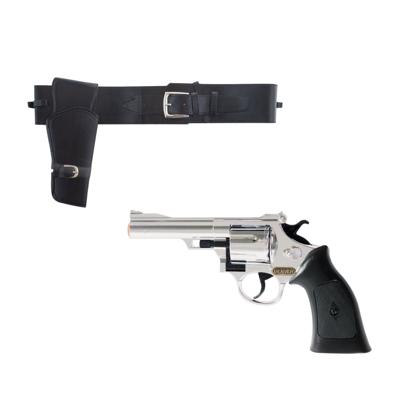 Cowboy verkleed speelgoed revolver - zilver - met riem holster - wapens - volwassenen