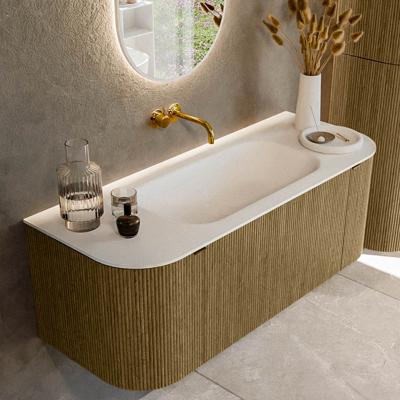Badmeubel Mondiaz Kurve | 120 cm cm | Meubelkleur Dusk | Wastafelkleur Talc | Solid surface | Wasbak midden spoelbak | Zonder kraangat(en)