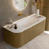Badmeubel Mondiaz Kurve | 120 cm cm | Meubelkleur Dusk | Wastafelkleur Talc | Solid surface | Wasbak midden spoelbak | Zonder kraangat(en)