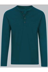 TRIGEMA Regular Fit T-Shirt Henley kraag groen, Effen