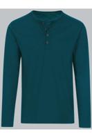 TRIGEMA Regular Fit T-Shirt Henley kraag groen, Effen - thumbnail