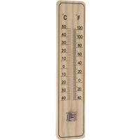 Thermometer - binnen/buiten - hout - 22,5 x 5 cm - thumbnail