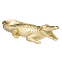 Beeld Krokodil Victor - 39 cm - polyresin - goud - decoratie beeld