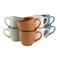 OTIX Koffiekopjes - met Oor - Koffietassen - Set van 8 - Verschillende kleuren - Aardewerk - 250 ml - HEATHER - thumbnail