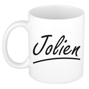 Naam cadeau mok / beker Jolien met sierlijke letters 300 ml