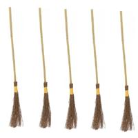 Heksen bezem van hout - 5x - 100 cm - heks verkleed accessoires