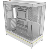 Montech hs02 midi tower behuizing (wit | 2x usb-a | 1x usb-c | rgb | tempered glass)