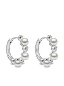 Yoko London boucles d'oreilles Eclipse en or blanc 18ct serties de perles d'Akoya et de diamants - Argent