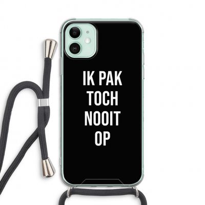 Ik pak nooit op - Zwart: iPhone 11 Transparant Hoesje met koord