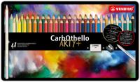 STABILO CarbOthello, Kalkpastel Kleurpotlood, Verkrijgbaar In 60 Kleuren, Metalen Etui Met 48 Kleuren