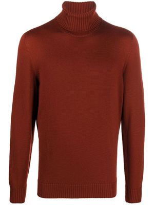 Drumohr pull en laine mérinos à col roulé - Marron