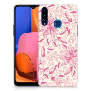 Samsung Galaxy A20s TPU Case Pink Flowers