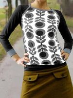 Casual Long Sleeve Floral-Print Crew Neck T-shirt - thumbnail