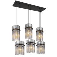 Globo Zwarte hanglampGorley met smoke glas 6-lichts - 15698-6H