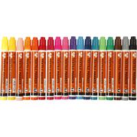 Textielstiften, lijndikte 2-4 mm, diverse kleuren, 18 stuk/ 1 doos