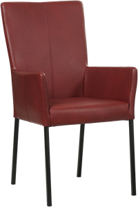 Rode leren moderne eetkamerstoel Daily - poot vierkant zwart - Granada leer Rouge (rood leer)
