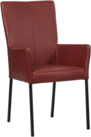 Rode leren moderne eetkamerstoel Daily - poot vierkant zwart - Granada leer Rouge (rood leer)