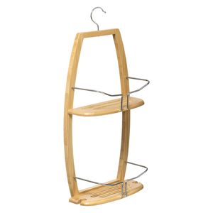 Luxe doucherekje/badkamerrekje 2 lagen bamboe hout met ophanghaak 27 x 13 x 59 cm