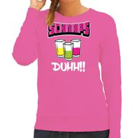 Apres ski sweater/trui voor dames - schnapps duhh - roze - wintersport - shotjes