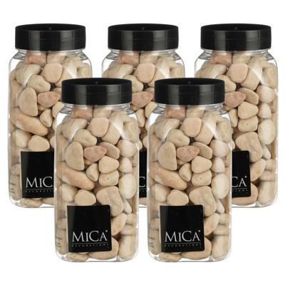 Mica Decorations decoratie stenen - 5x - 650ml - groot - licht beige mix - hobby steentjes Mica Decorations decoratie stenen - 5x - 650ml - groot - licht beige mix - hobby steentjes