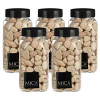 Mica Decorations decoratie stenen - 5x - 650ml - groot - licht beige mix - hobby steentjes
