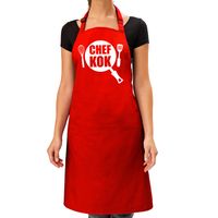 Chef kok barbeque schort / keukenschort rood dames   - - thumbnail
