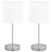 The Living Store Tafellamp Set - Nachtlampje - Moderne Stijl - Aanraakknop - 16 x 38.5 cm - Wit/Zilver - thumbnail