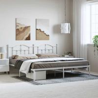 Bedframe met hoofdbord metaal wit 193x203 cm