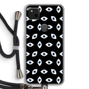 Eyes pattern: Pixel 4a Transparant Hoesje met koord