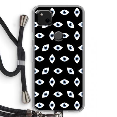 Eyes pattern: Pixel 4a Transparant Hoesje met koord