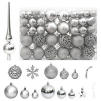 vidaXL 111-delige Kerstballenset polystyreen zilverkleurig - thumbnail