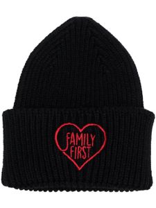 Family First bonnet en maille nervurée à logo brodé - Noir