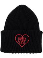 Family First bonnet en maille nervurée à logo brodé - Noir