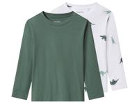 lupilu Set van 2 kinder longsleeves (Groen/print, 98/104)