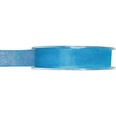 Organza sierlint - blauw - 15 mm x 20 meter - Hobby decoratie lint - Cadeaulint