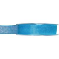 Organza sierlint - blauw - 15 mm x 20 meter - Hobby decoratie lint - Cadeaulint