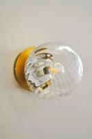 Wandlamp messing met glazen kap E14 fitting & schakelaar &apos;Chisell&apos;