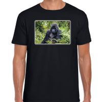 Dieren t-shirt met gorilla apen foto zwart voor heren